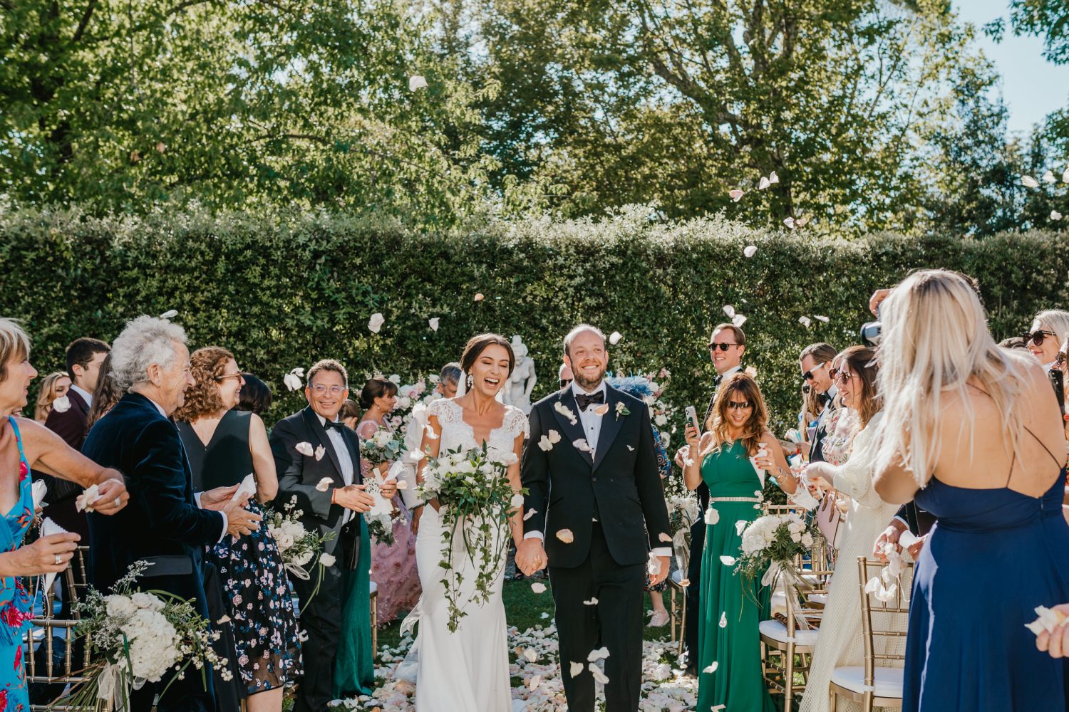 confetti shot at villa cora wedding ceremony in florence