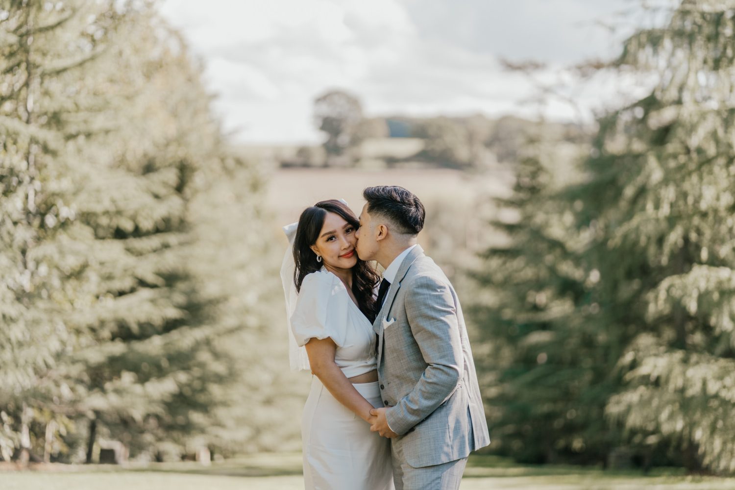 couple pose together for their kent couple shoot