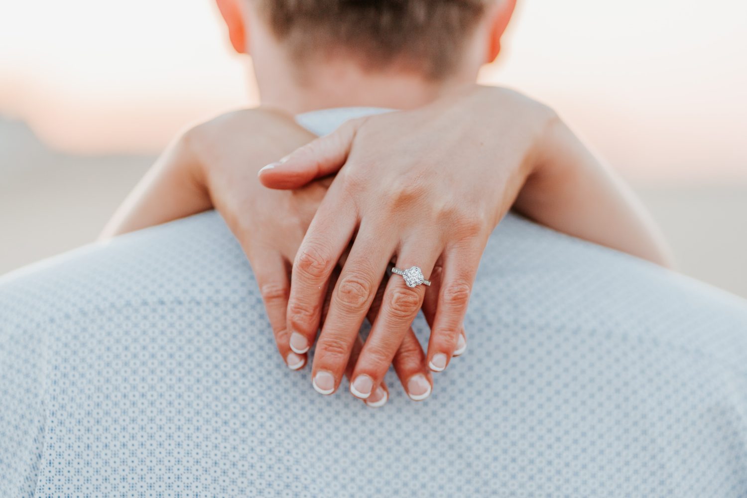 sunrise beach engagement shoot at camber sands in kent ring detail