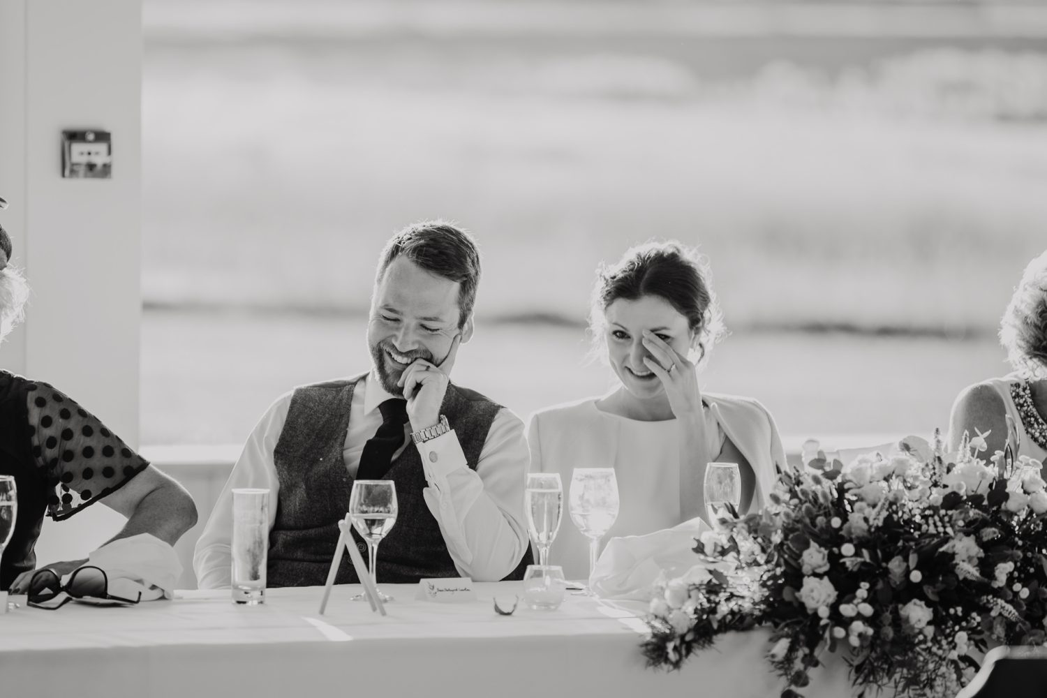 bride and groom wedding speeches reaction