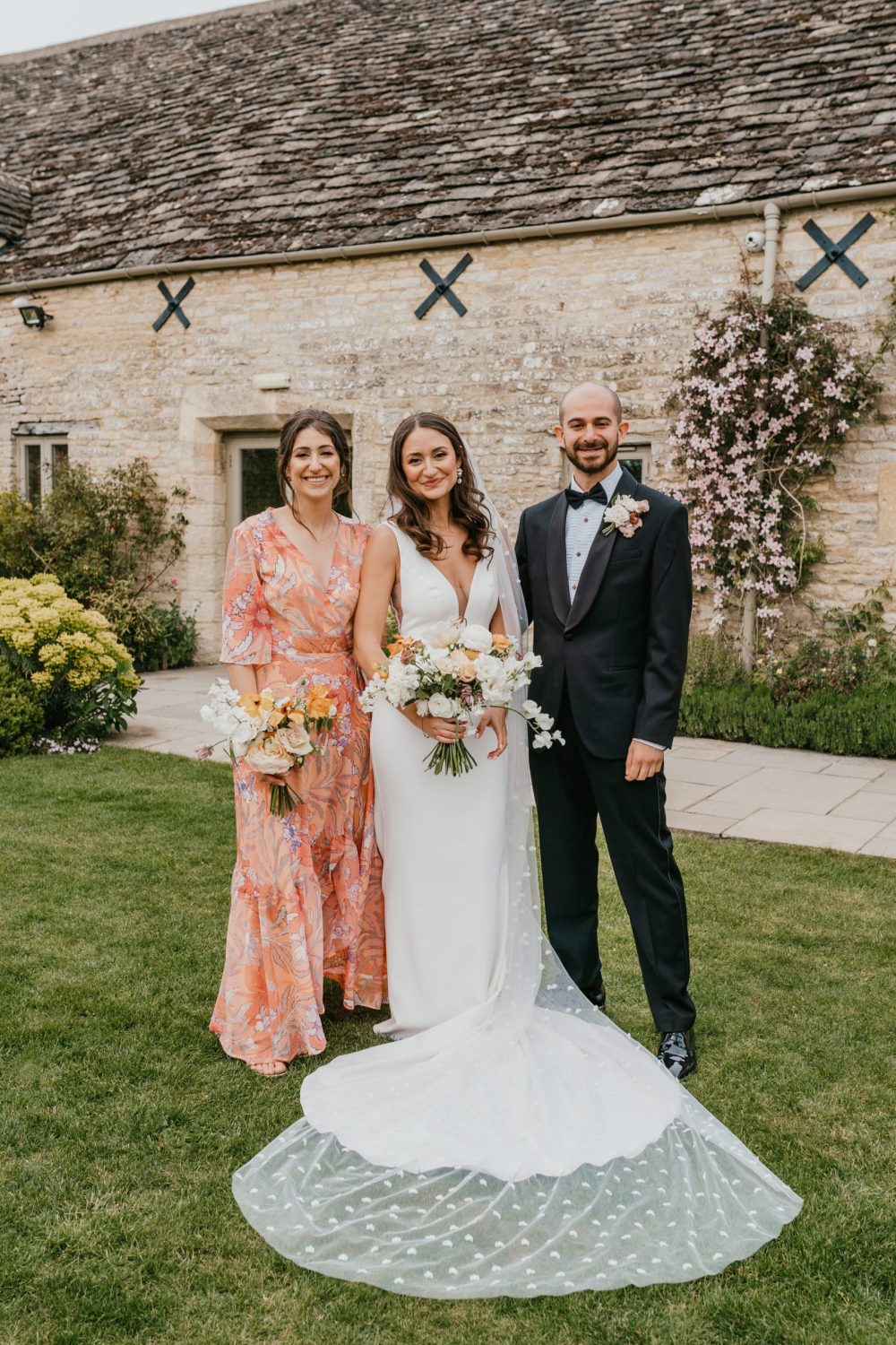 bride and siblings group photo at Caswell House