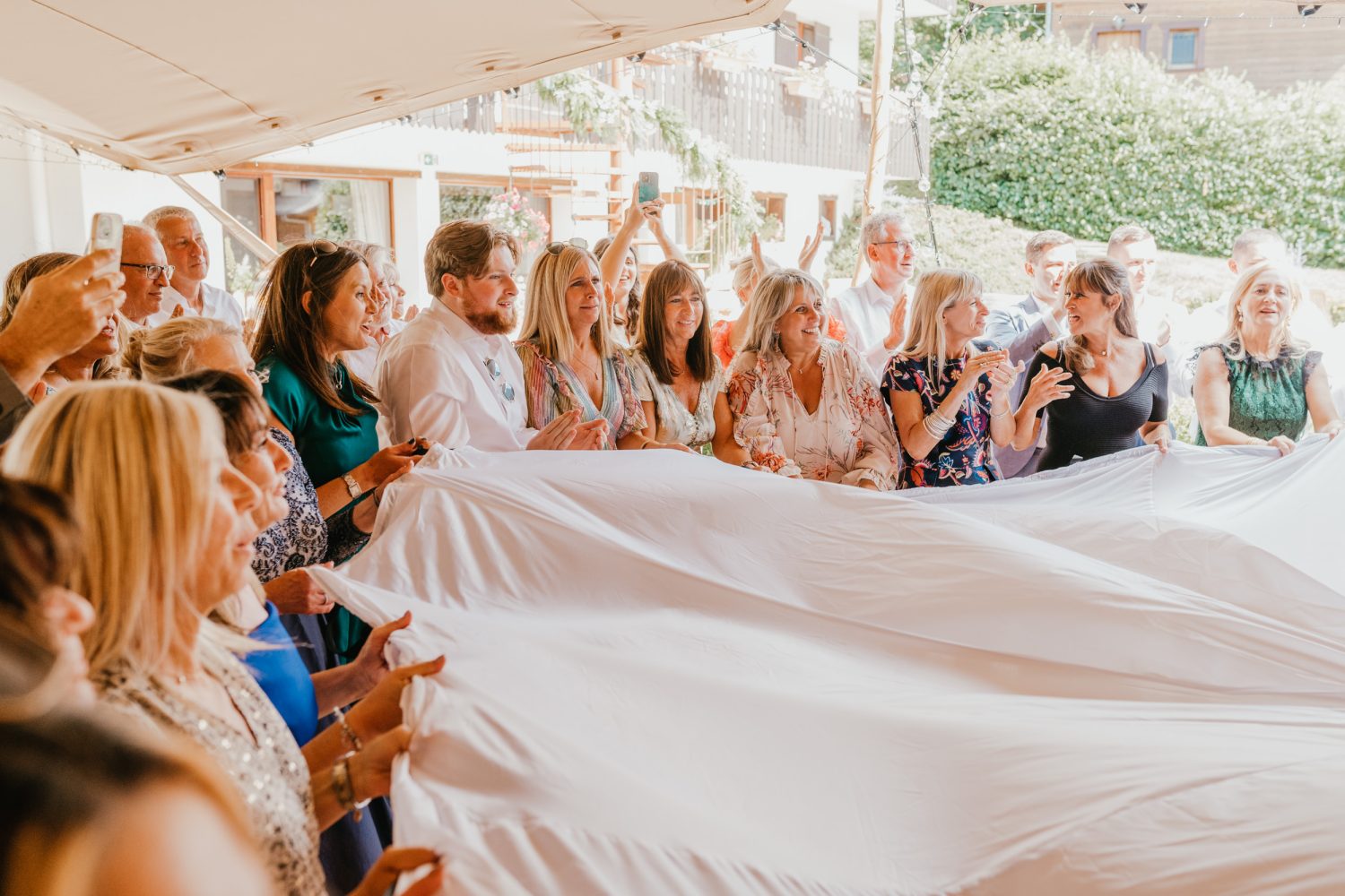 wedding guests jewish dancing at a destination wedding in the french alps