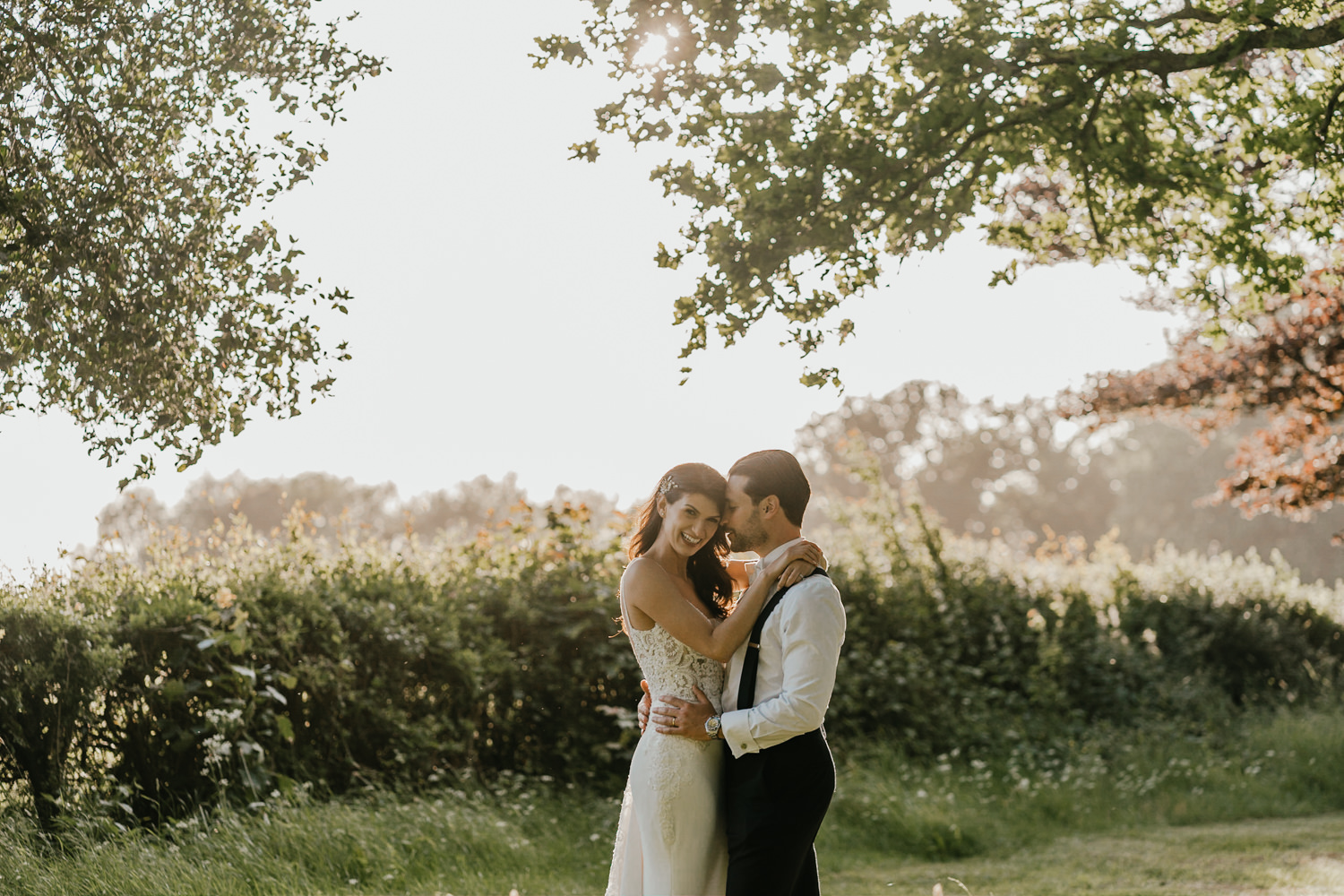 golden hour couple portraits at blake hall wedding venue in essex
