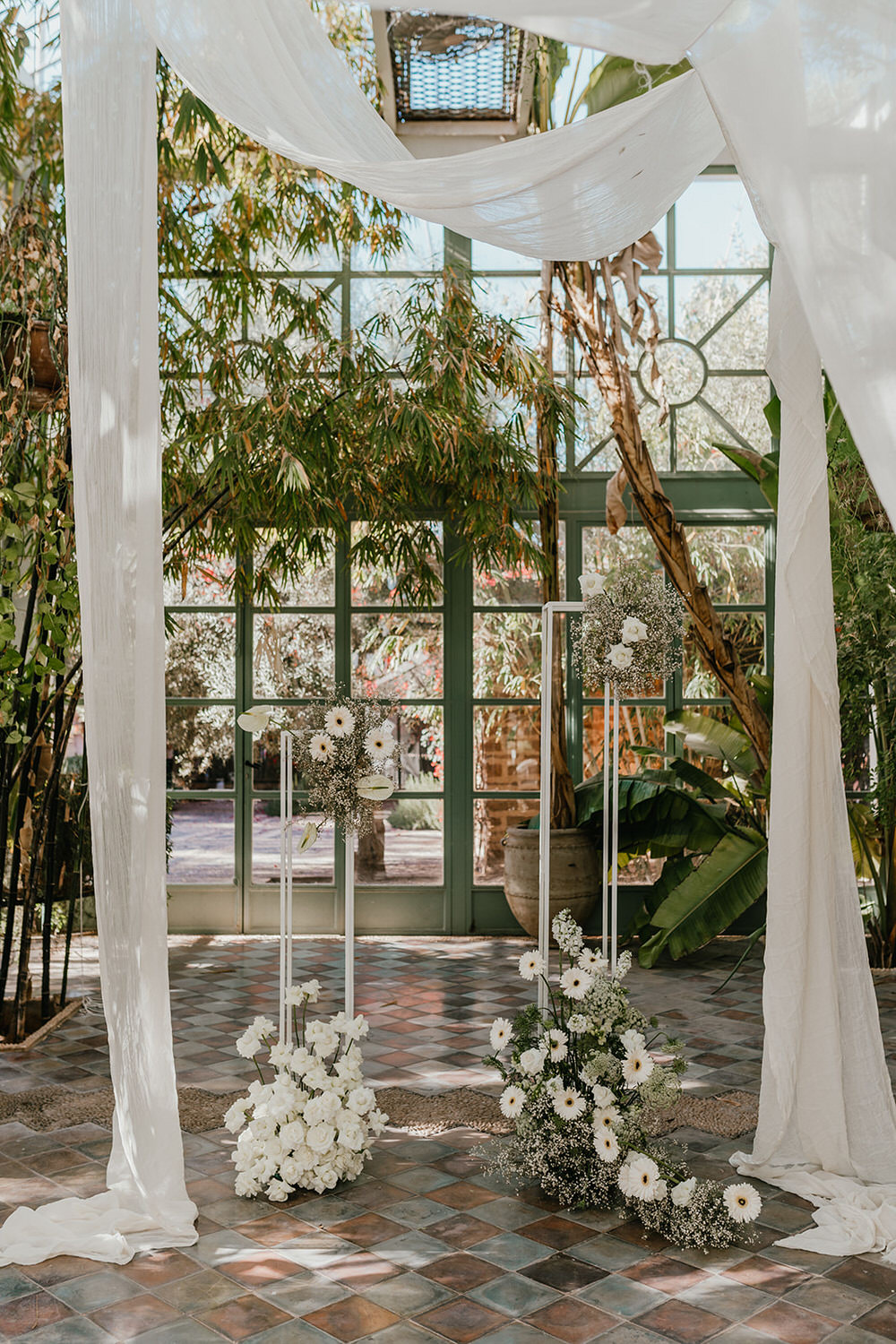 altar setup for wedding ceremony at beldi country club in morocco
