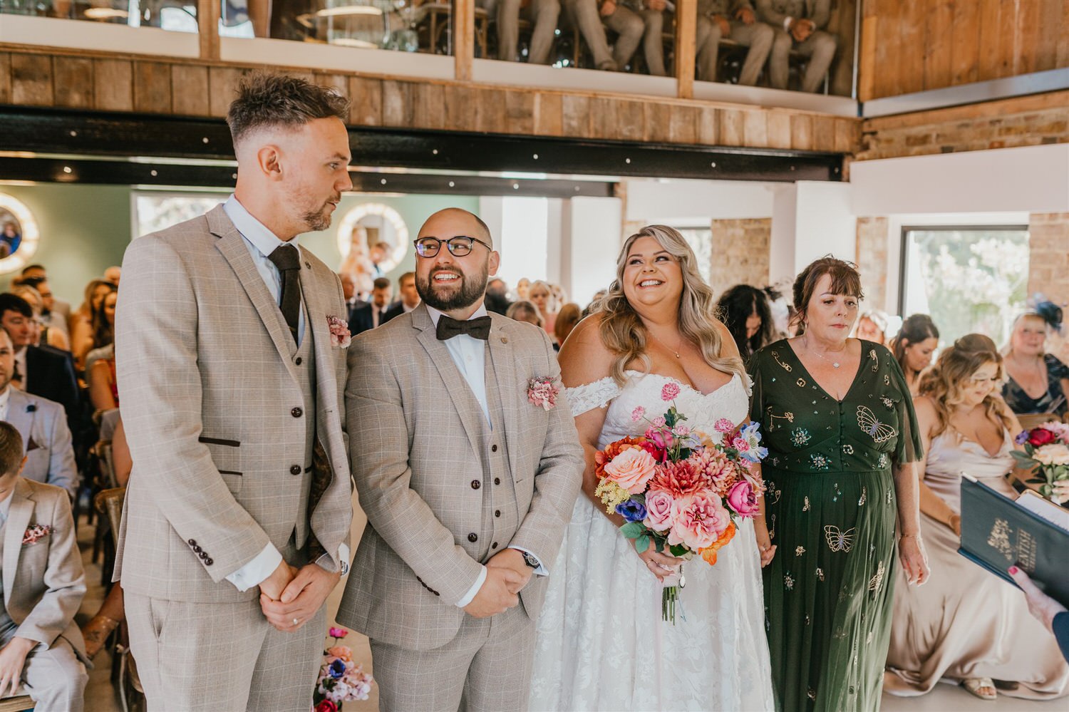 indoor wedding ceremony at chapel house estate wedding in kent