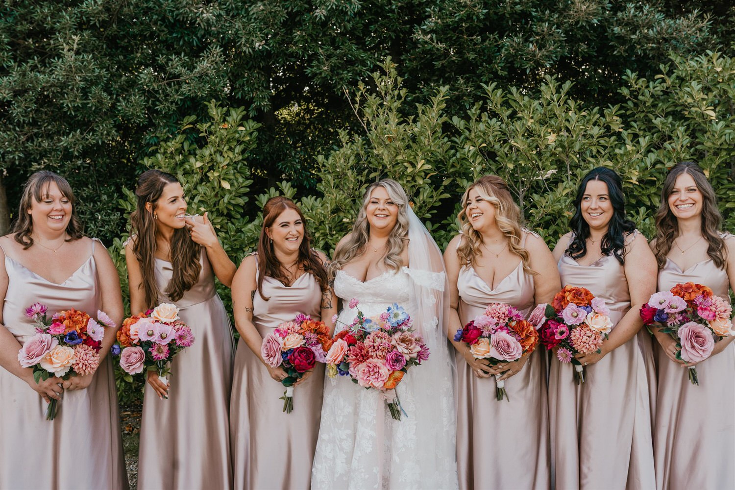 group photo of bridesmaids at chapel house estate wedding
