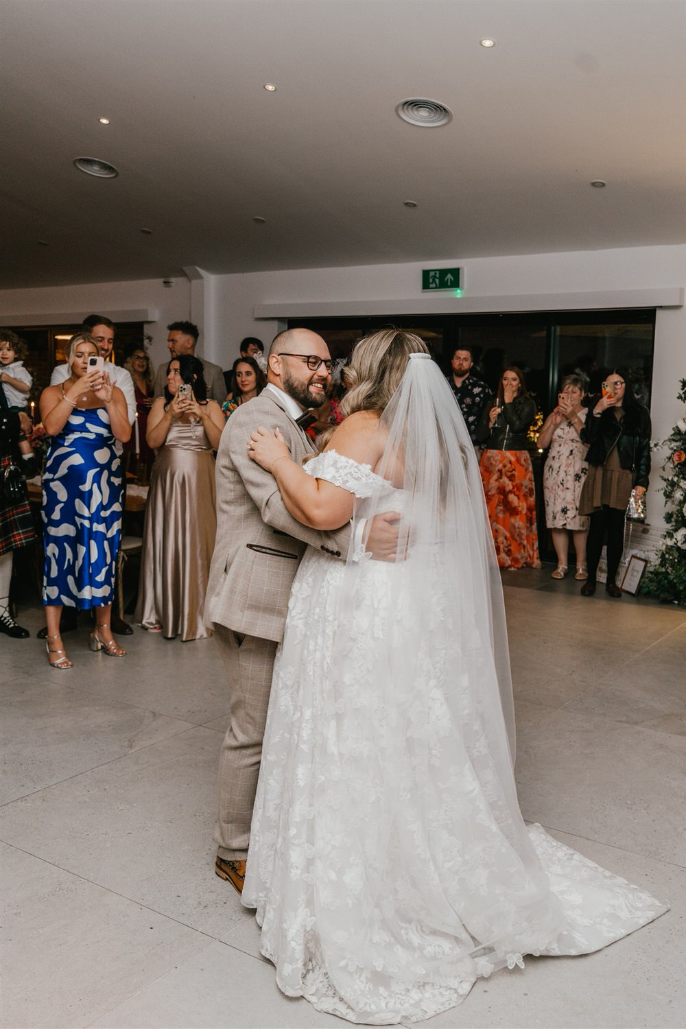 bride and groom first dance at chapel house estate wedding