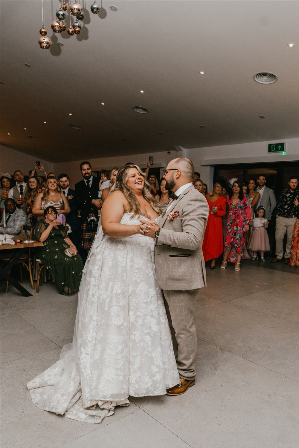 bride and groom first dance at chapel house estate wedding