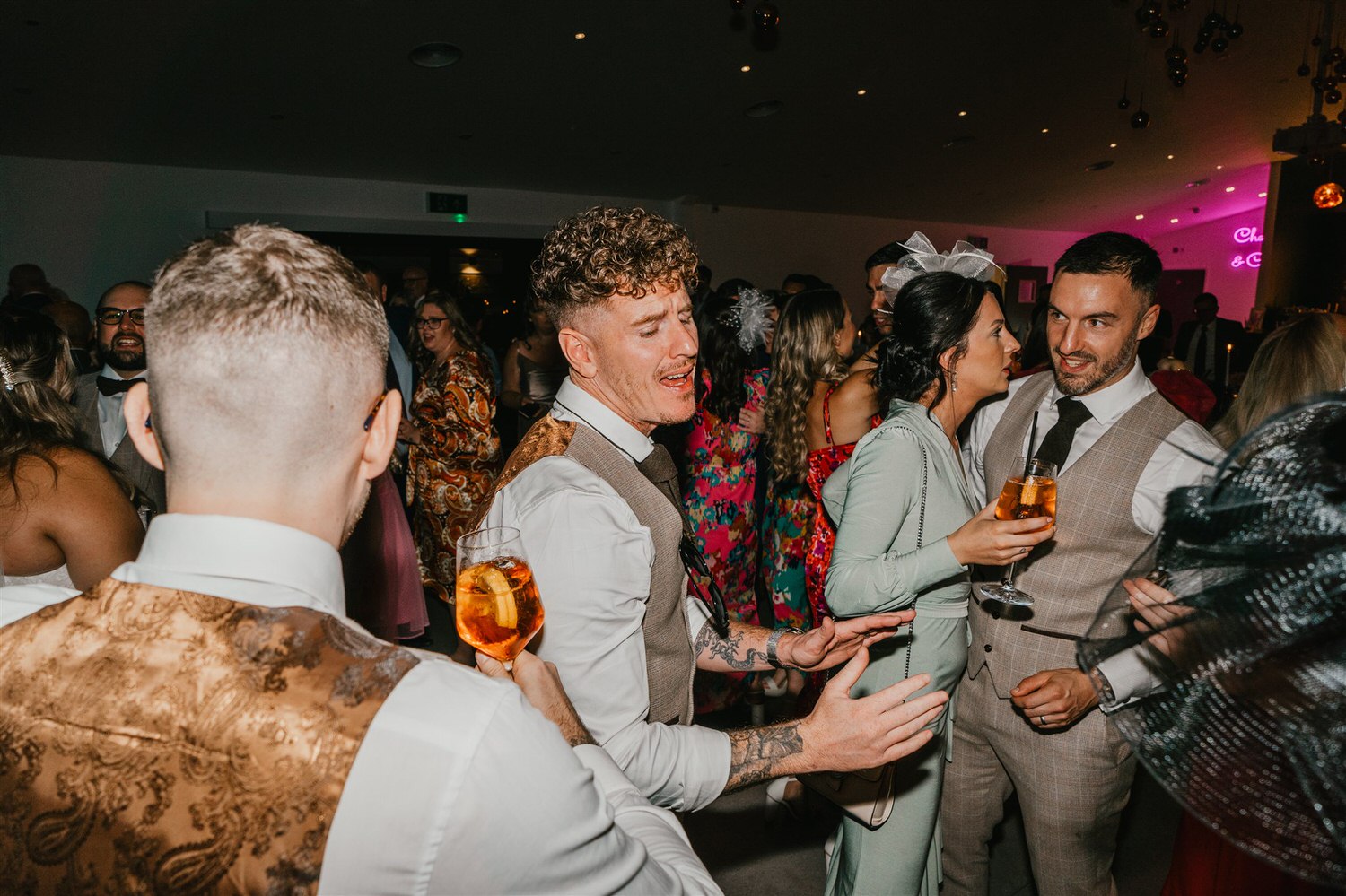 wedding dancefloor party at chapel house estate wedding