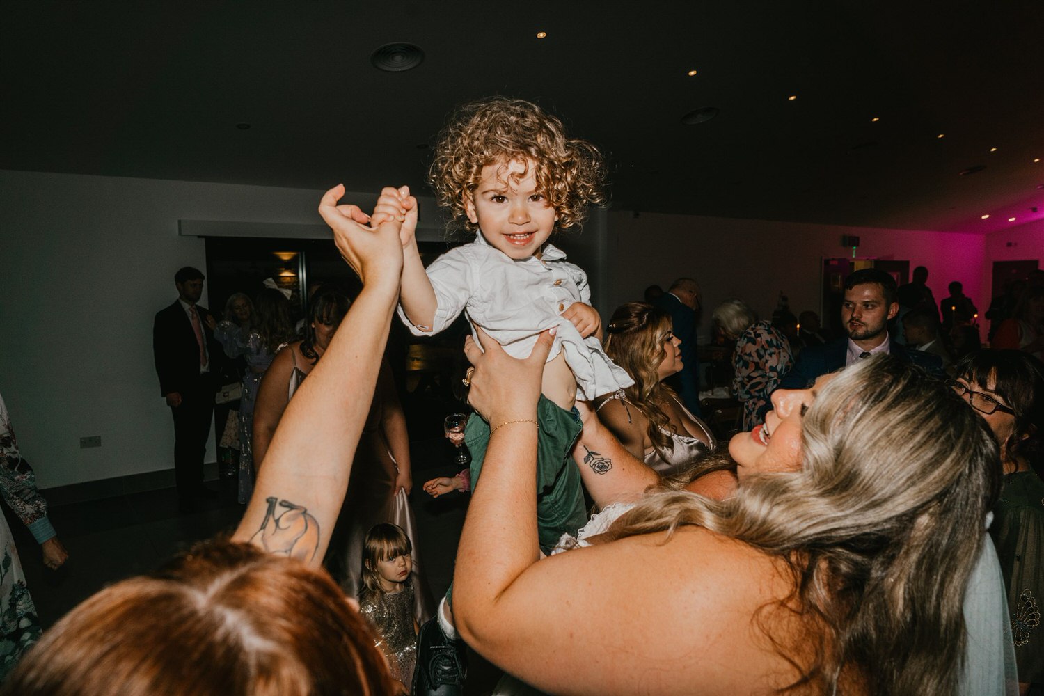 wedding dancefloor party at chapel house estate wedding