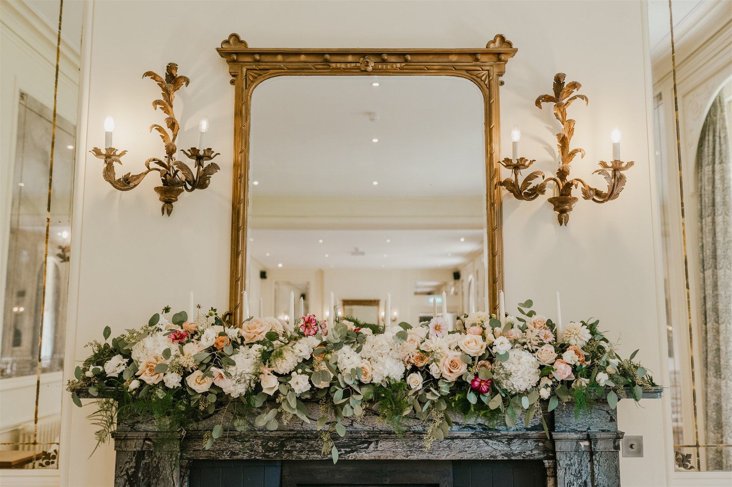 fireplace flower arrangement