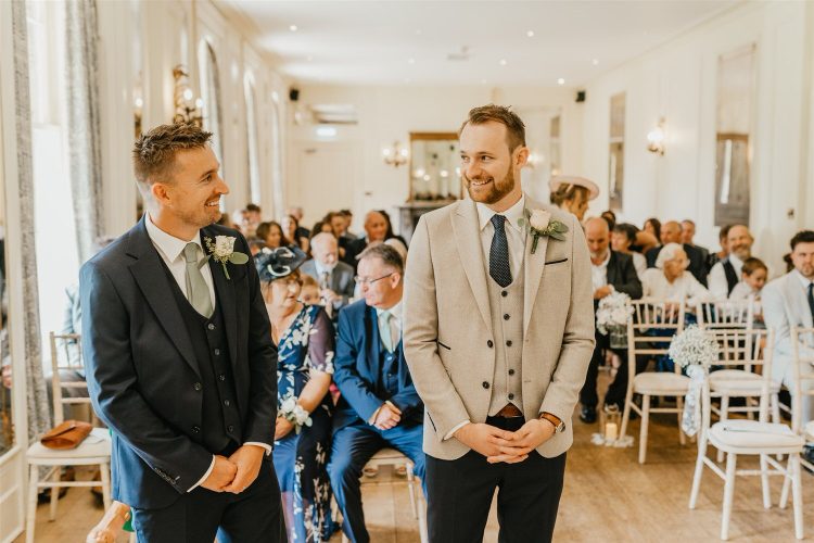 groom and best man at hotel du vin tunbridge wells wedding ceremony