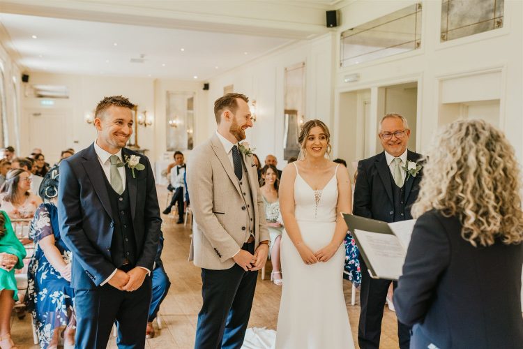 bride and groom during wedding ceremony at hotel du vin tunbridge wells