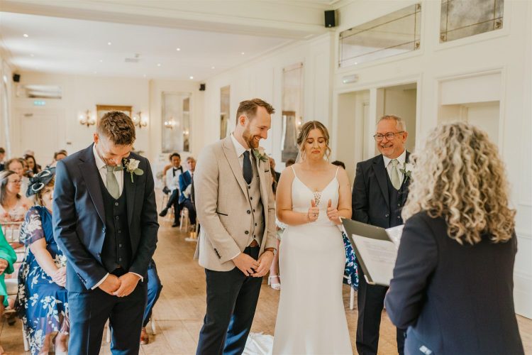 bride and groom during wedding ceremony at hotel du vin tunbridge wells