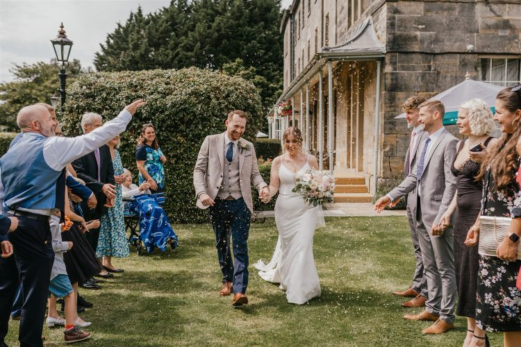 confetti tunnel in the gardens at hotel du vin tunbridge wells
