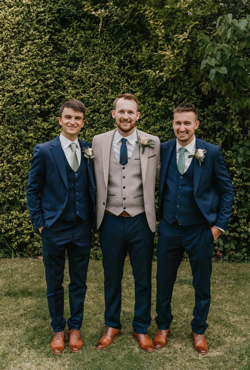 bridal party portraits in the gardens at hotel du vin tunbridge wells wedding