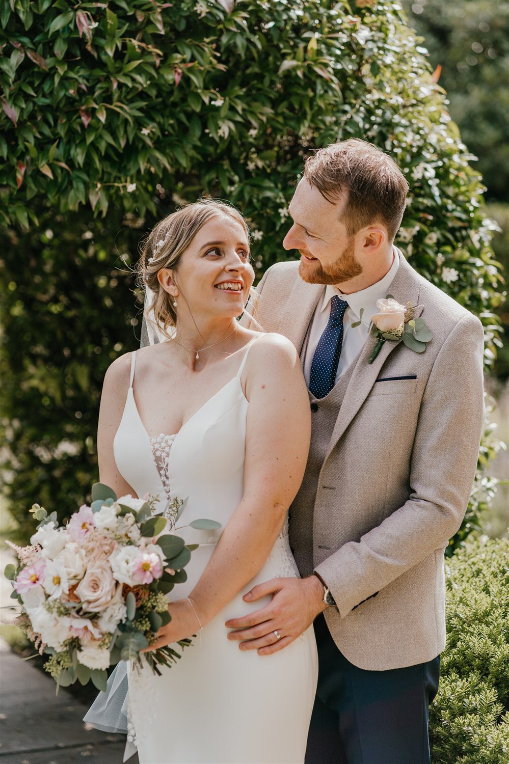 bride and groom couple portraits in the gardens at hotel du vin wedding in tunbridge wells