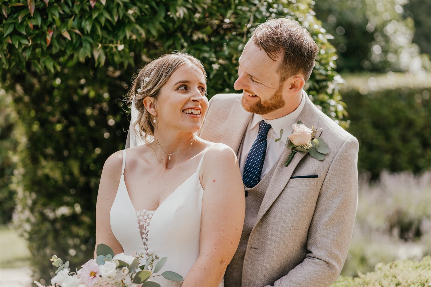 bride and groom couple portraits in the gardens at hotel du vin wedding in tunbridge wells
