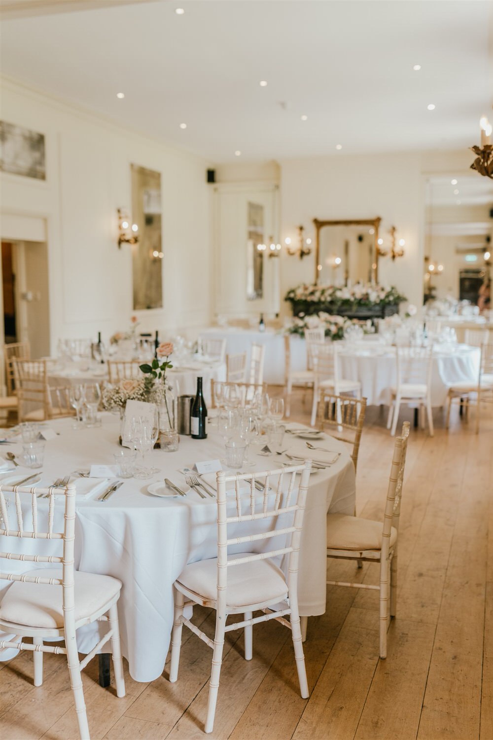 wedding breakfast setup in the ballroom at hotel du vin tunbridge wells