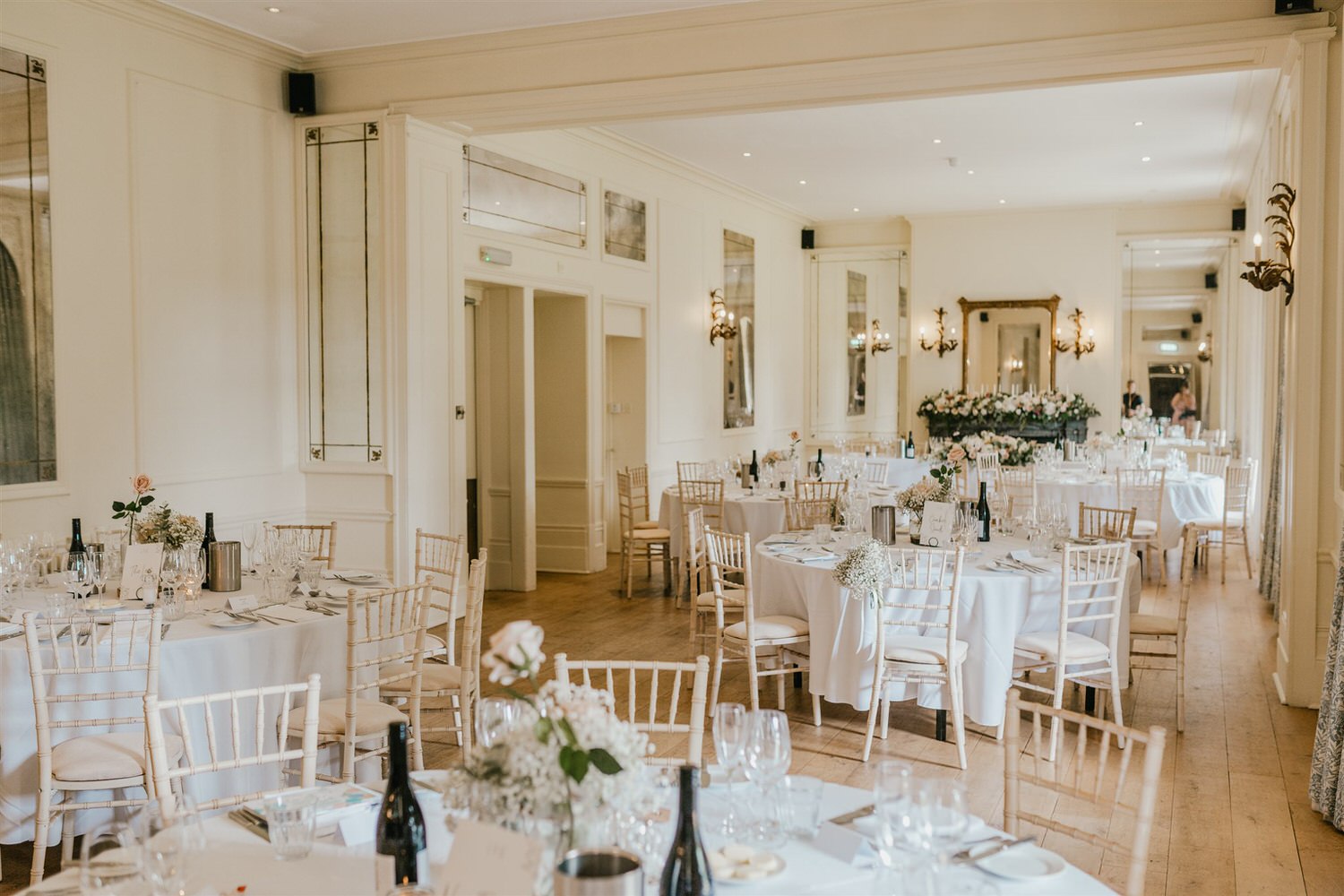 wedding breakfast setup in the ballroom at hotel du vin tunbridge wells