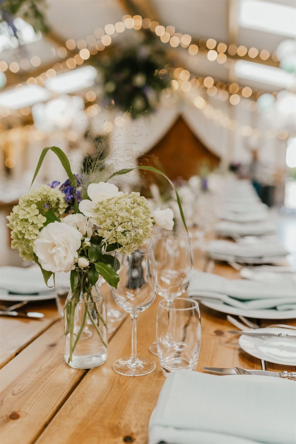 diy wedding breakfast setup at acorn barn wedding in oxfordshire