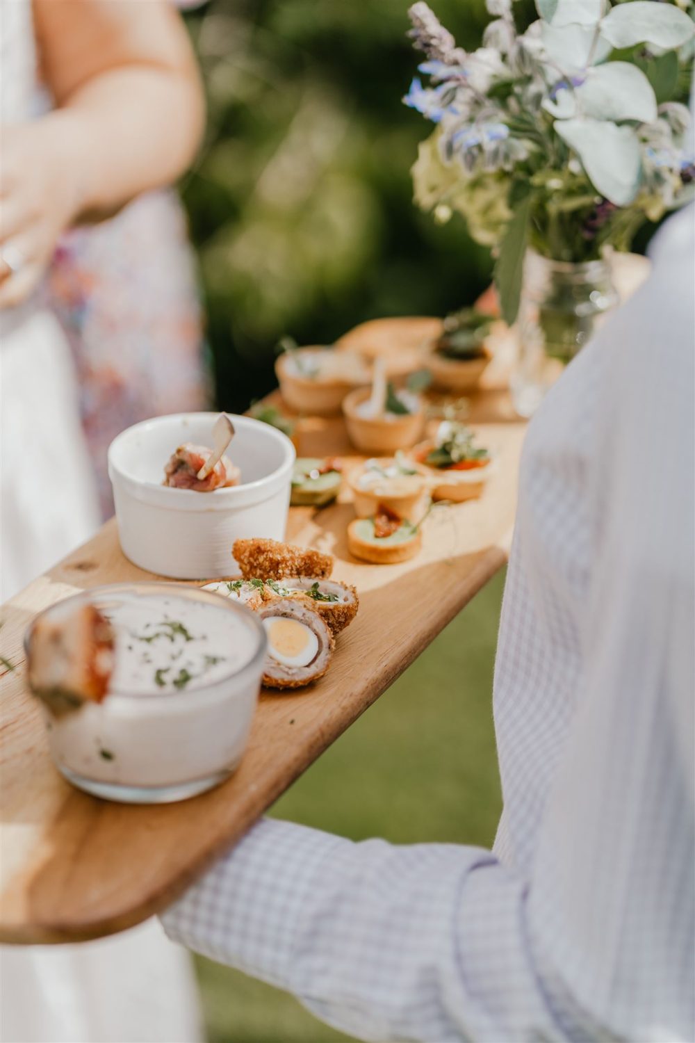 canapé board at acorn barn wedding in oxfordshire