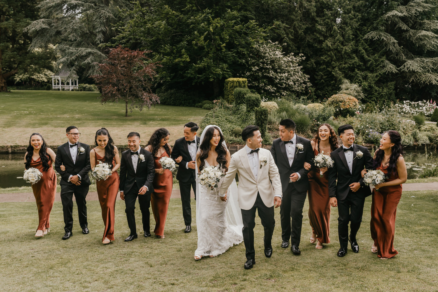 bridal party portraits at the orangery maidstone wedding