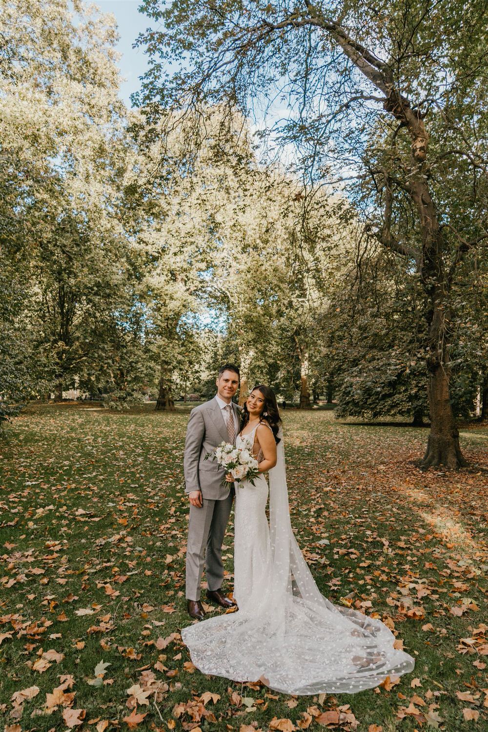 couple portrait at hyde park wedding in london