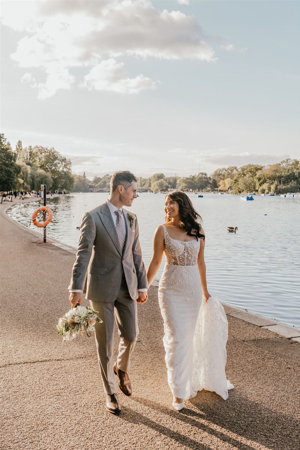 couple portrait at hyde park wedding in london