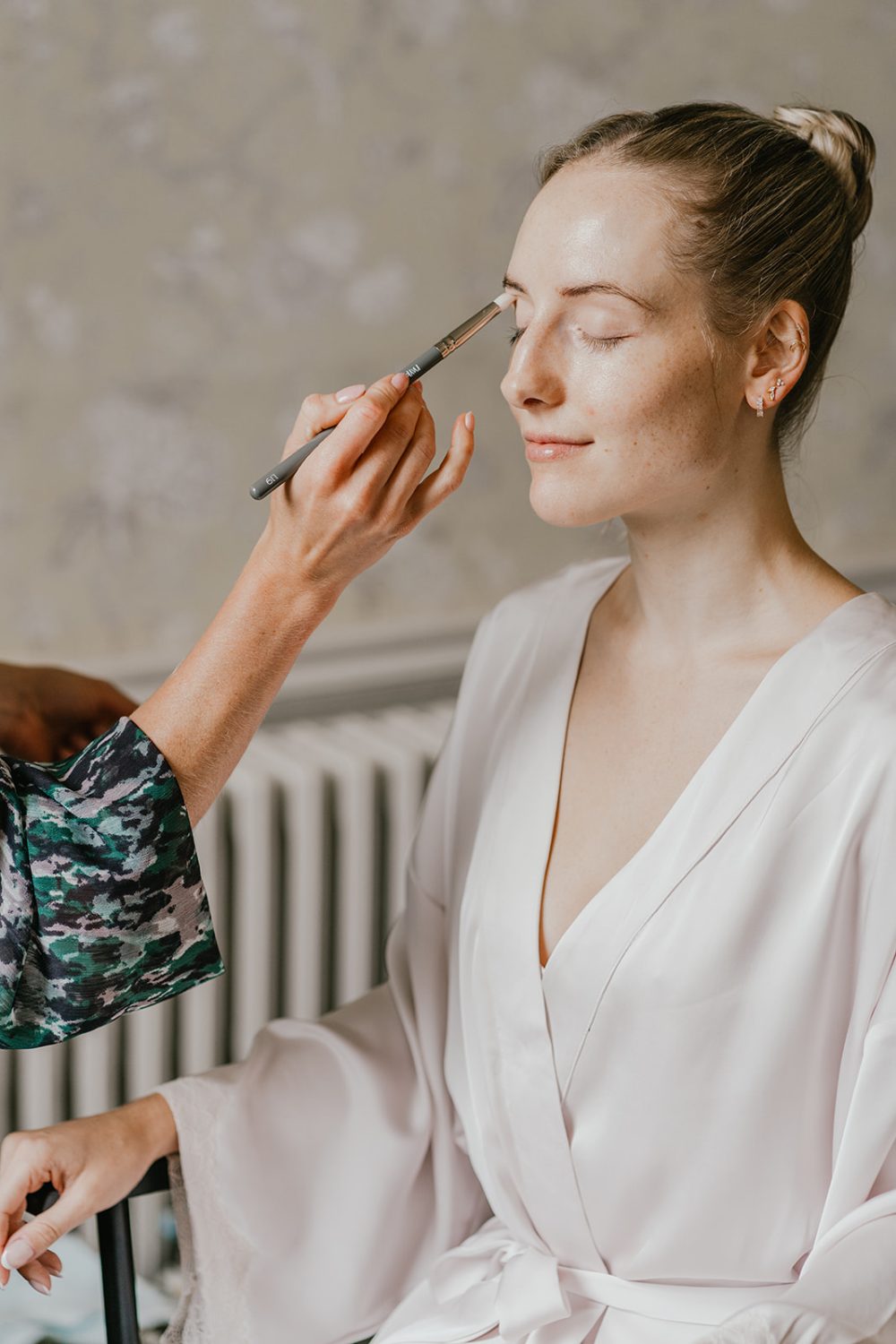 bride getting ready at morden hall wedding bridal prep