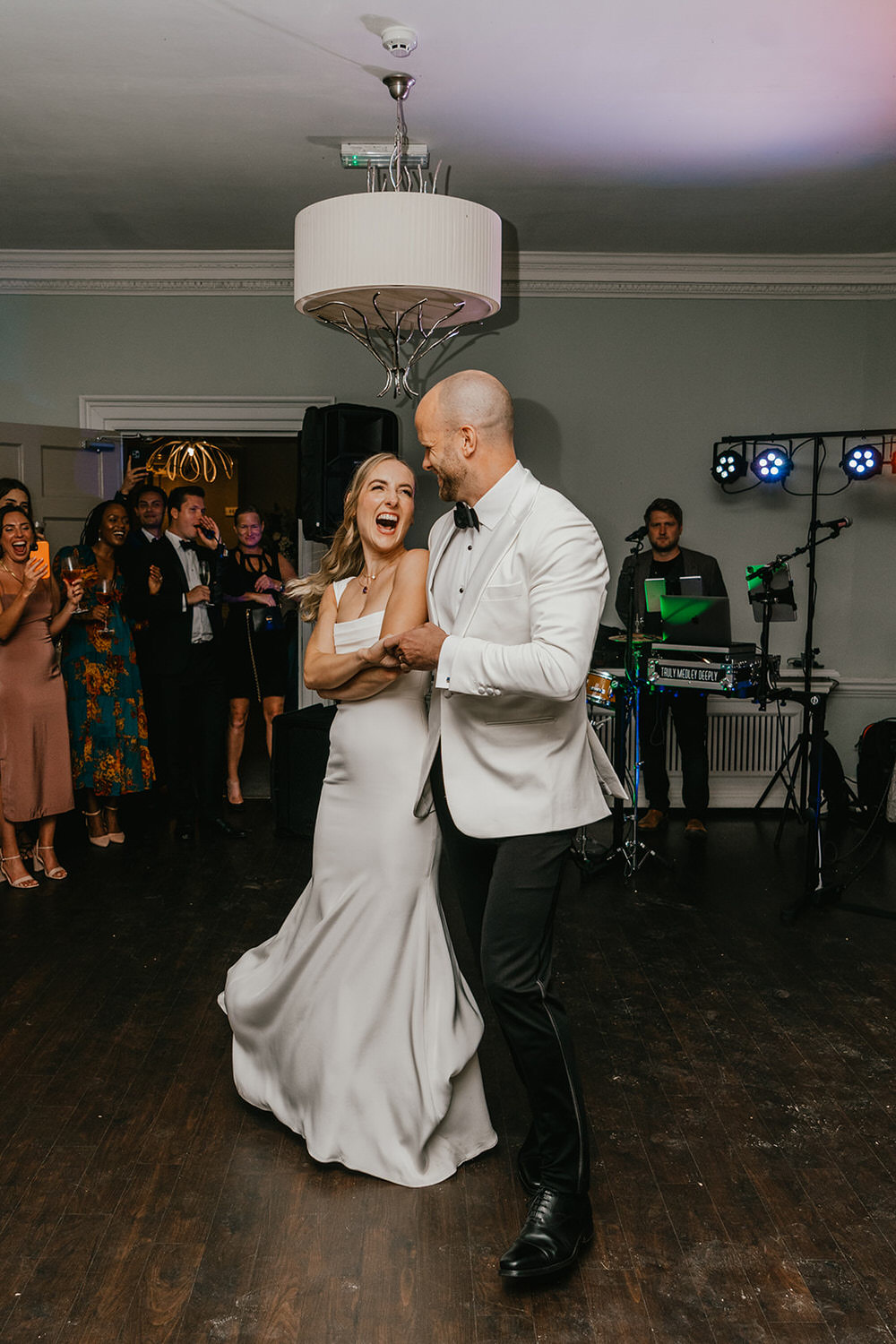 bride and groom first dance at morden hall wedding in london
