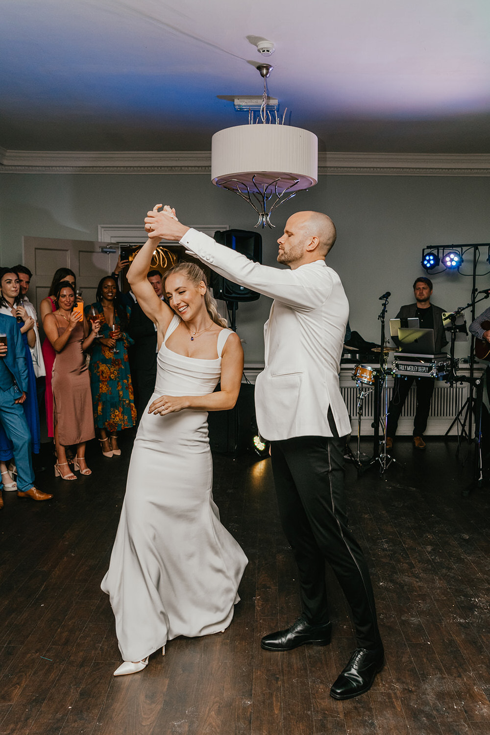 bride and groom first dance at morden hall wedding in london