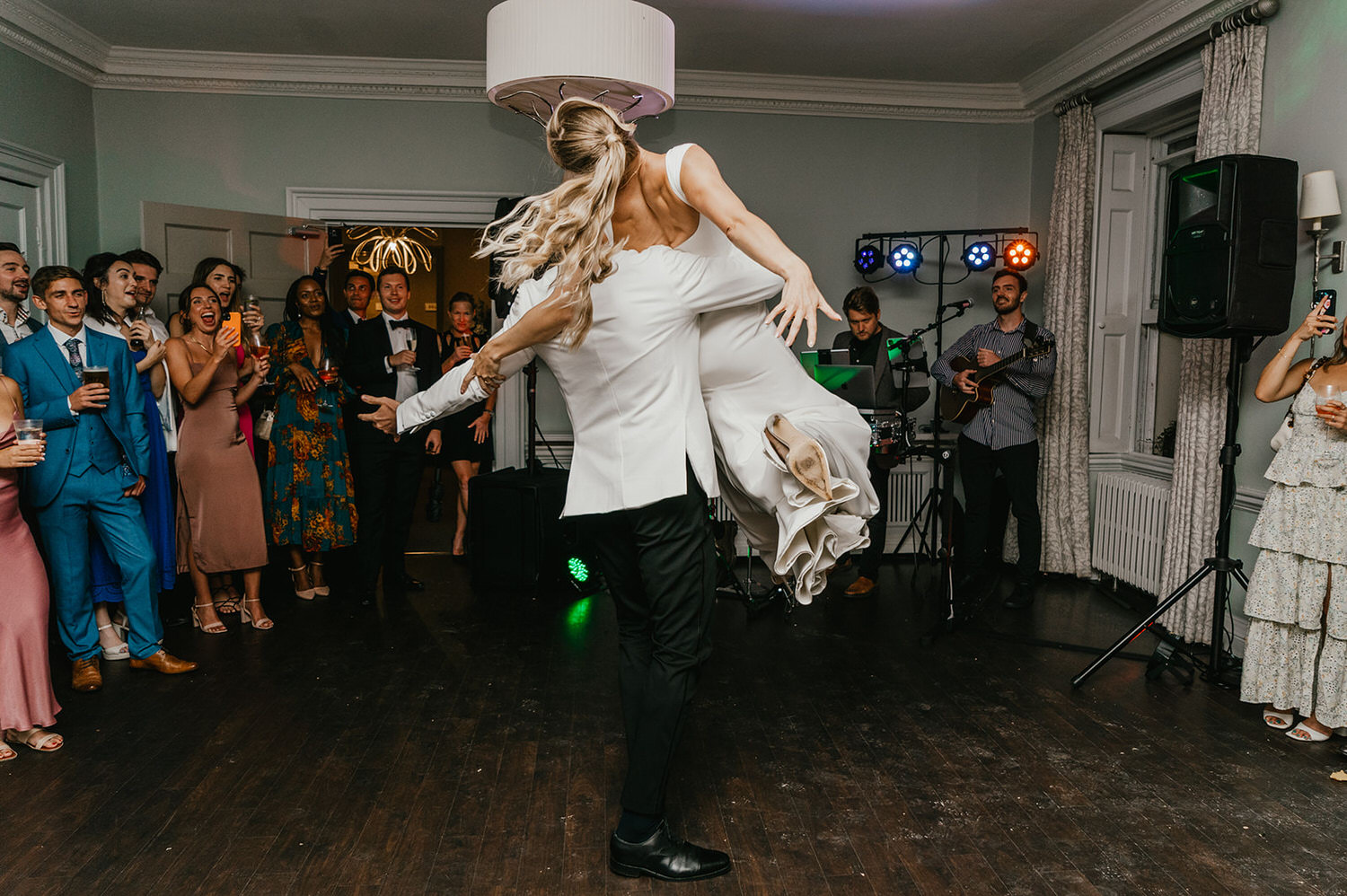 bride and groom first dance at morden hall wedding in london