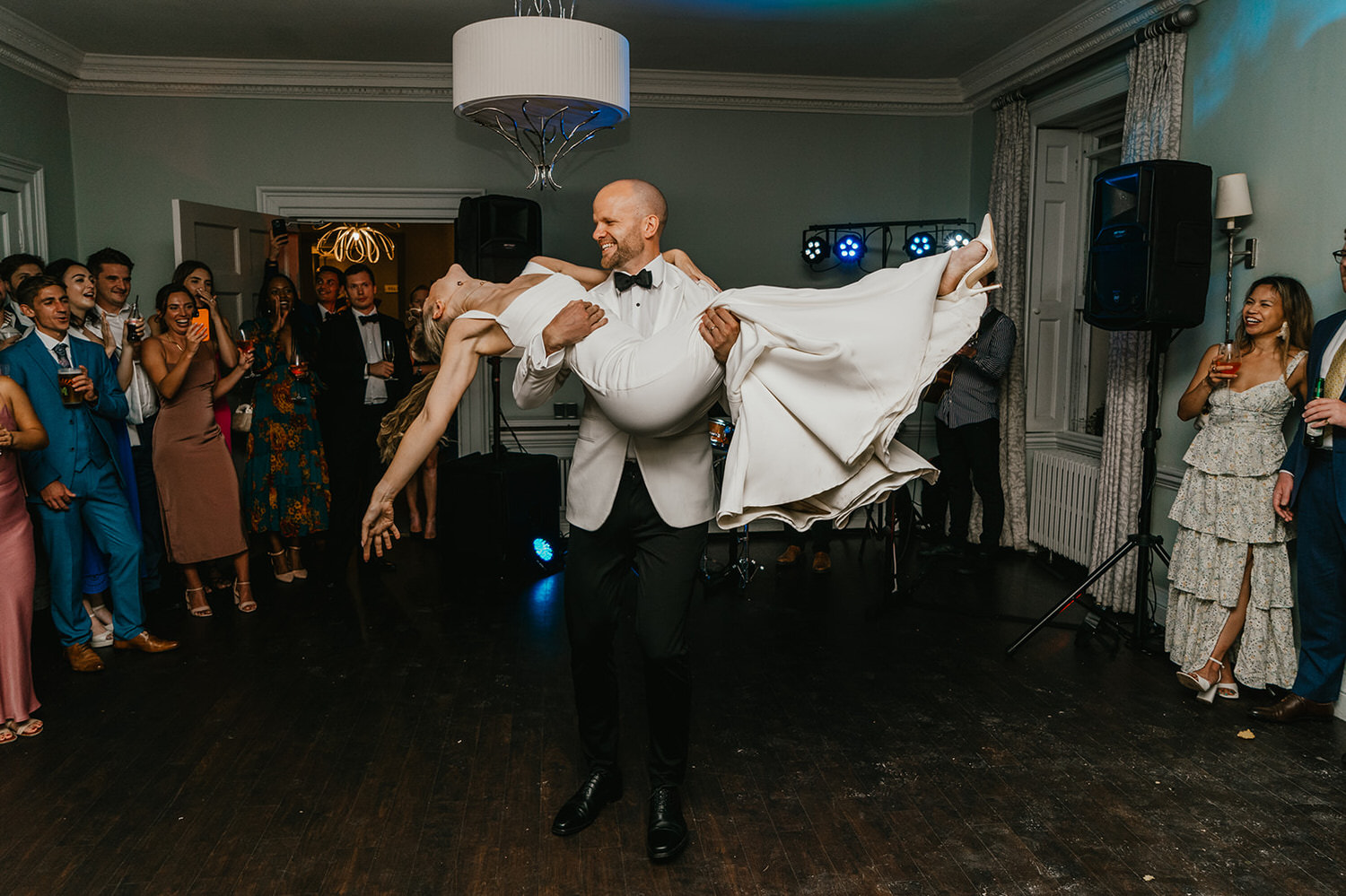 bride and groom first dance at morden hall wedding in london