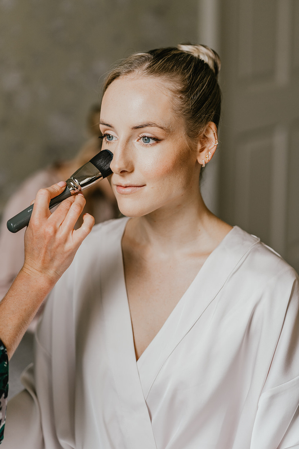 bride getting ready at morden hall wedding bridal prep