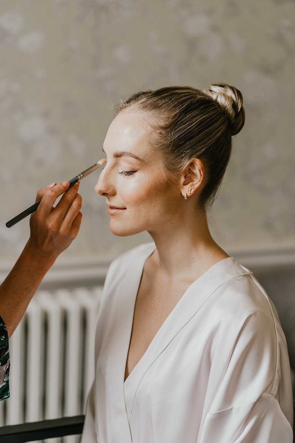 bride getting ready at morden hall wedding bridal prep