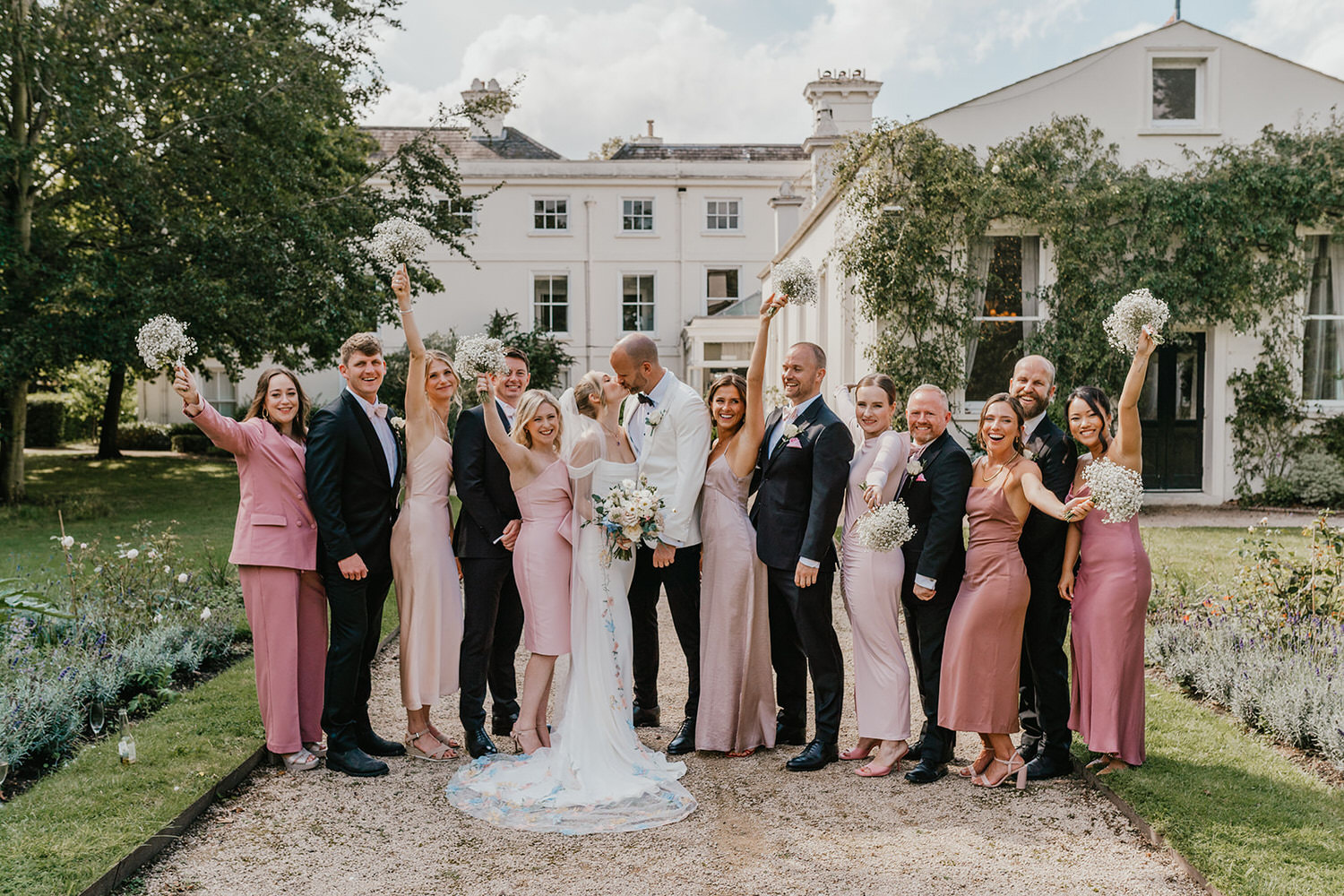 bridal party portraits at morden hall wedding london