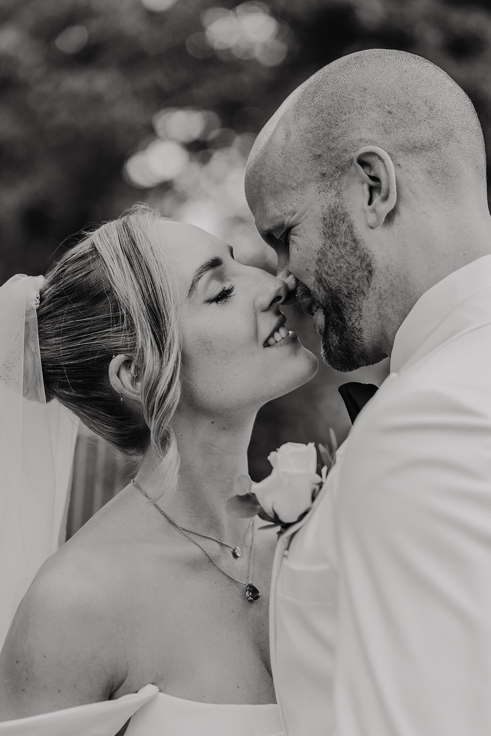 black and white couple portraits at morden hall wedding london