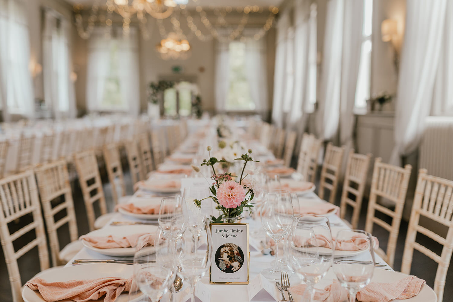 table decor at morden hall wedding venue in london