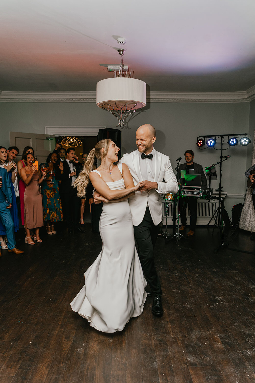 bride and groom first dance at morden hall wedding in london