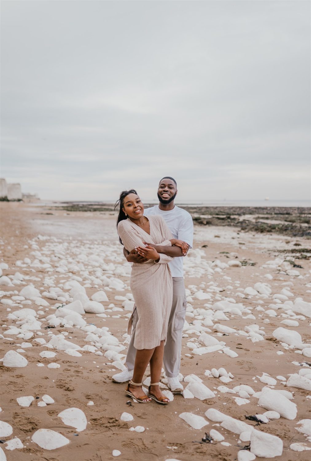 couple on the beach at botany bay couple shoot in kent