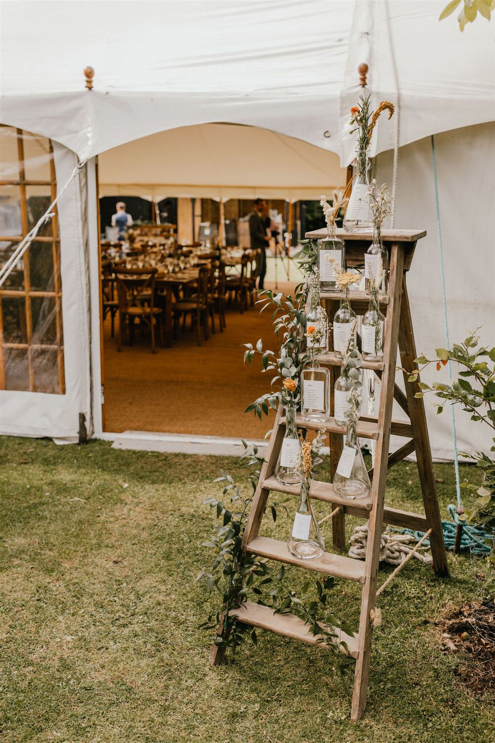 rustic wedding decor at kent marquee wedding