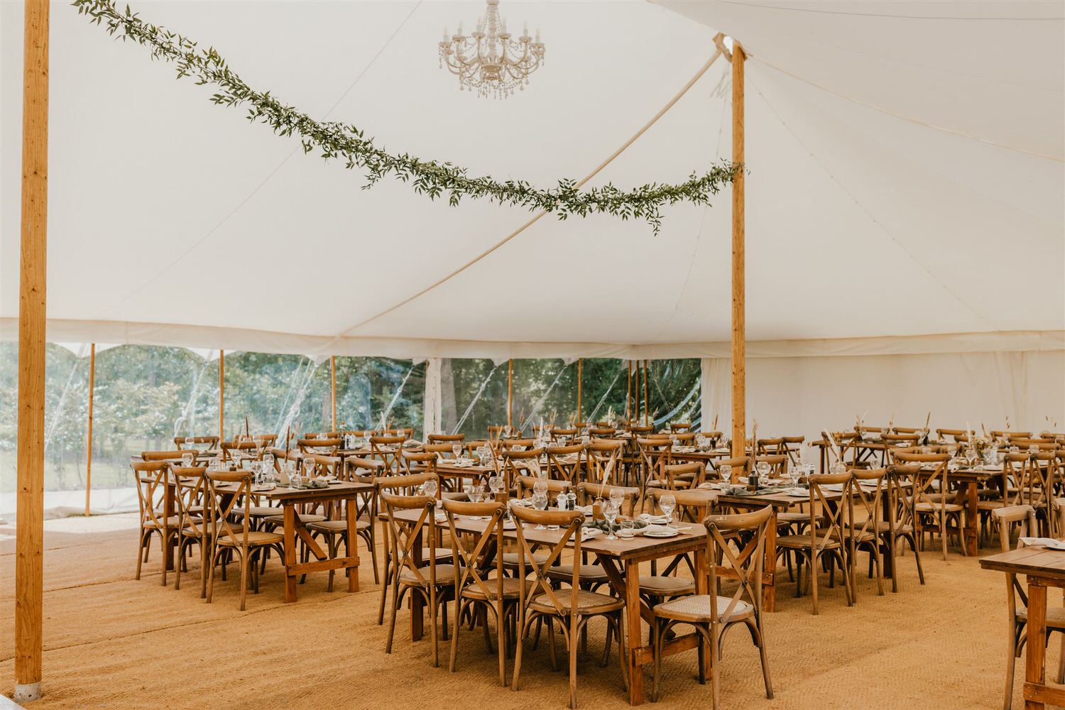 rustic wedding table decor at kent marquee wedding
