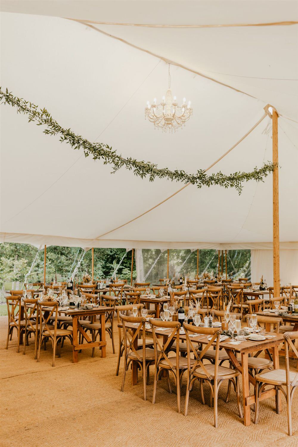 rustic wedding table decor at kent marquee wedding
