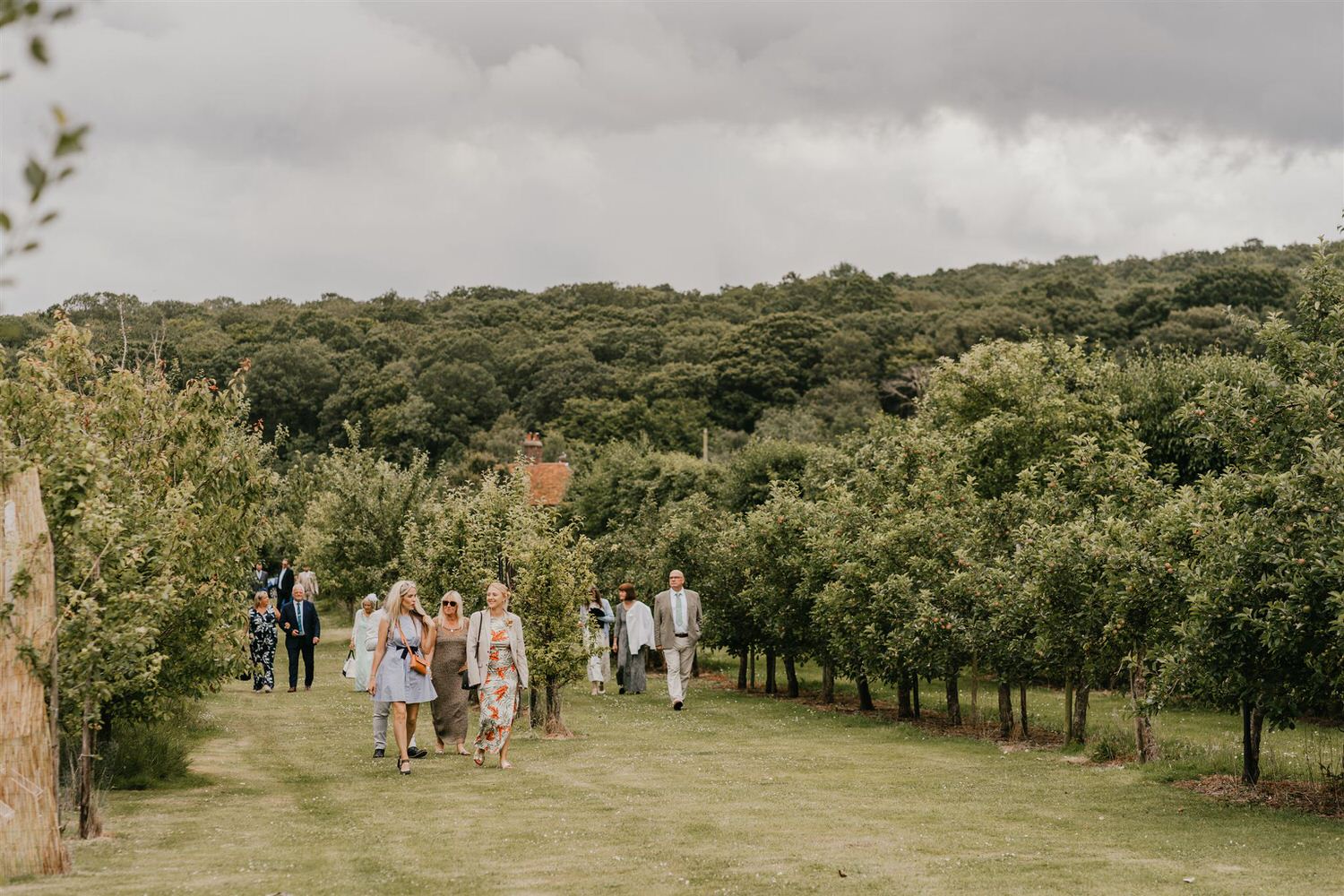 guests arriving at kent marquee wedding