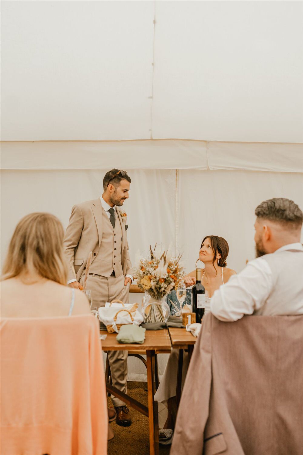 groom makes wedding speech during home wedding in kent