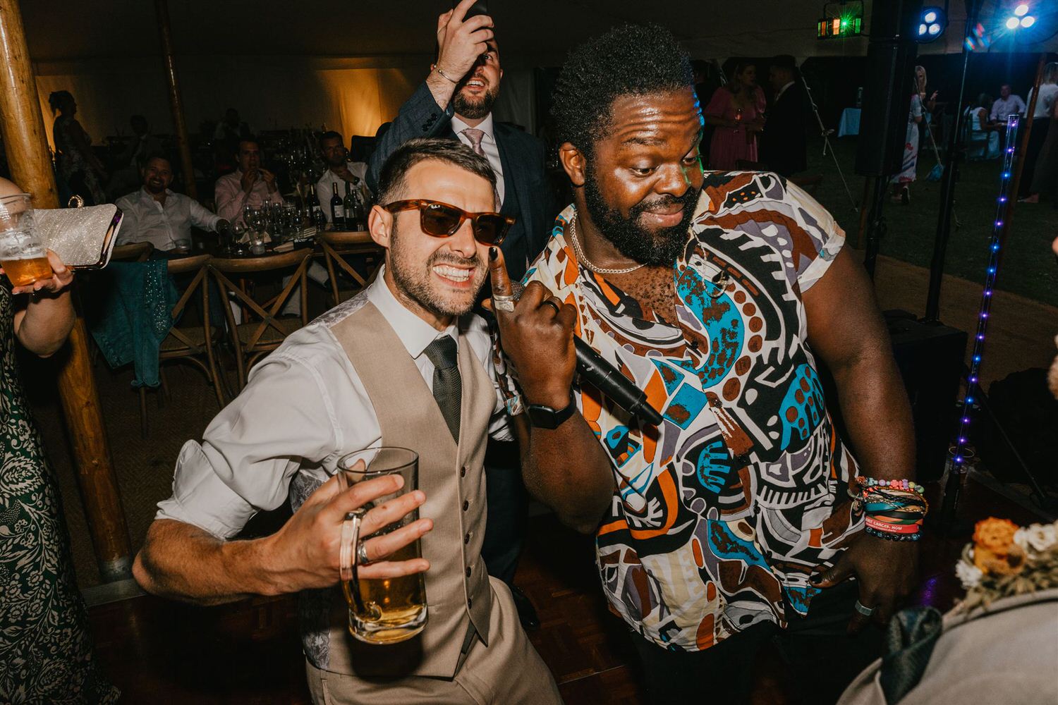 Groovezoo wedding band with the groom on the dancefloor