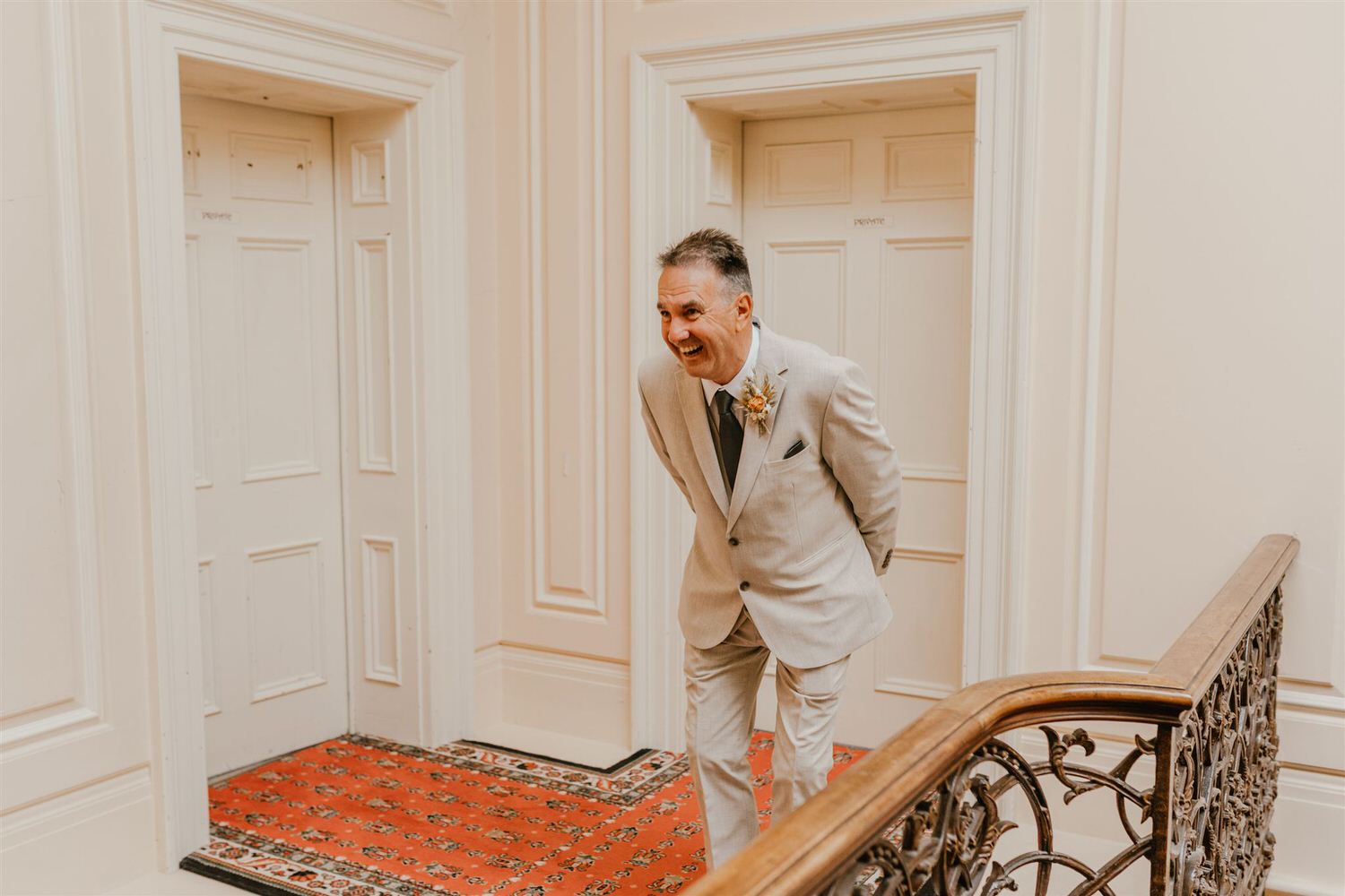 father of the bride reaction to bride reveal at mount ephraim wedding in kent