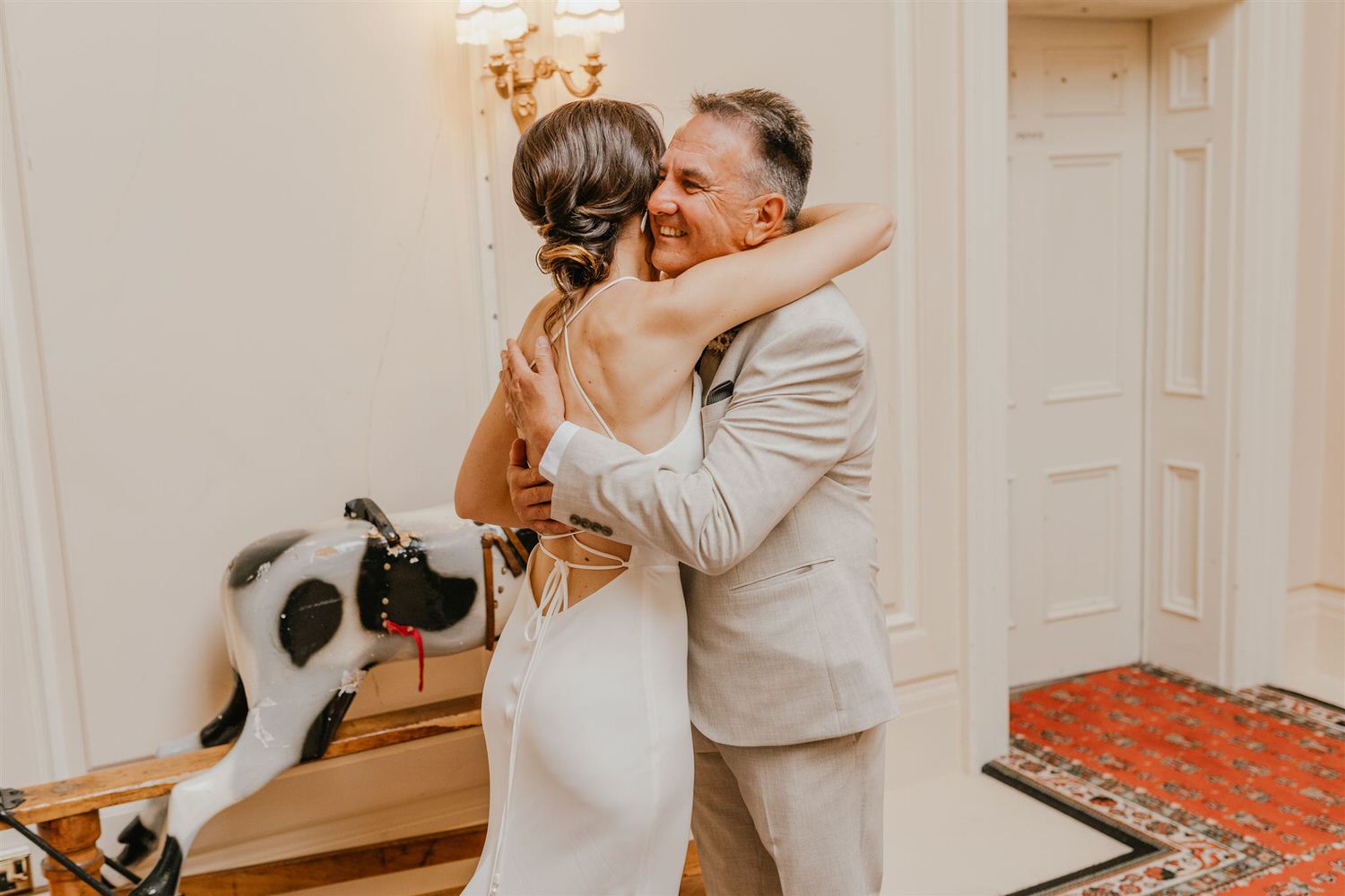 father of the bride reaction to bride reveal at mount ephraim wedding in kent