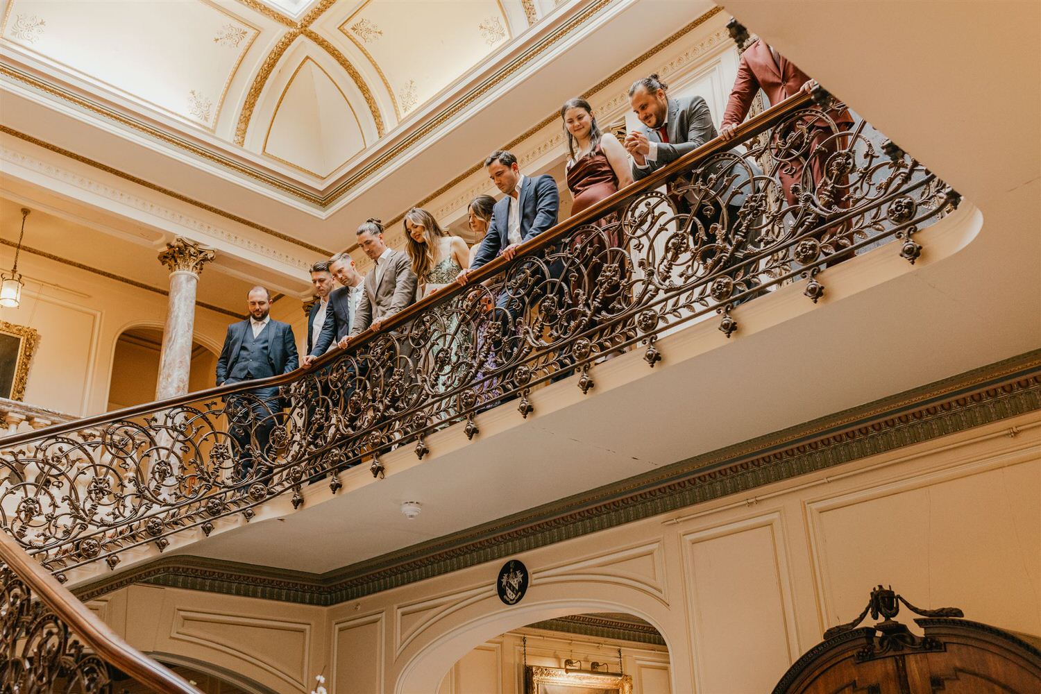 guests watch from the balcony at mount ephraim wedding ceremony in kent